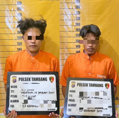 Polisi Amankan Dua Pelaku Pencurian 100 Batang Besi Behel di Toko Bangunan Tambang