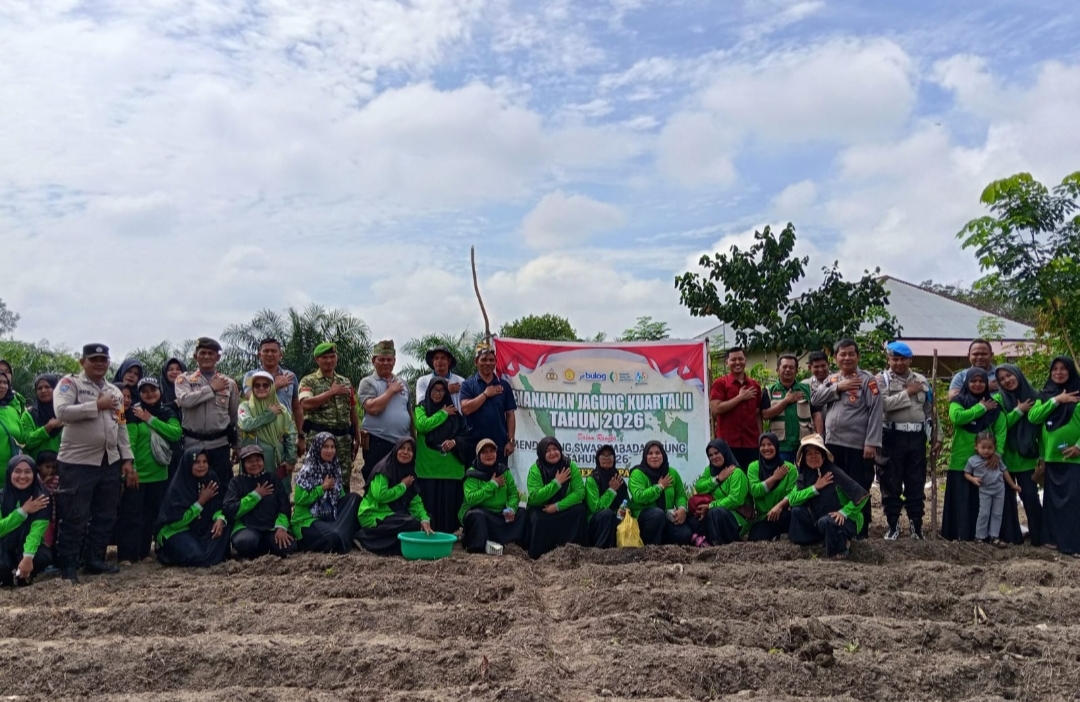 Dukung Swasembada Pangan, Polsek Kampar Tanam Jagung di Desa Padang Mutung
